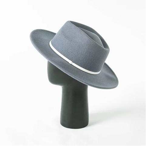 Wool Felt Fedora Hat with Ribbon Decoration