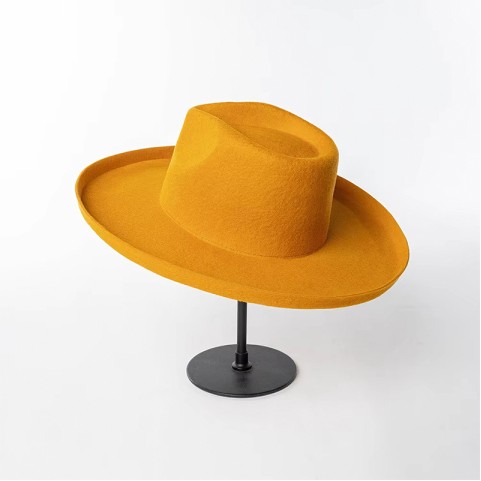 Hand-Embroidered Wide Brim Felt Hat