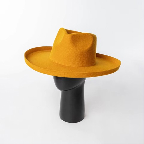 Hand-Embroidered Wide Brim Felt Hat