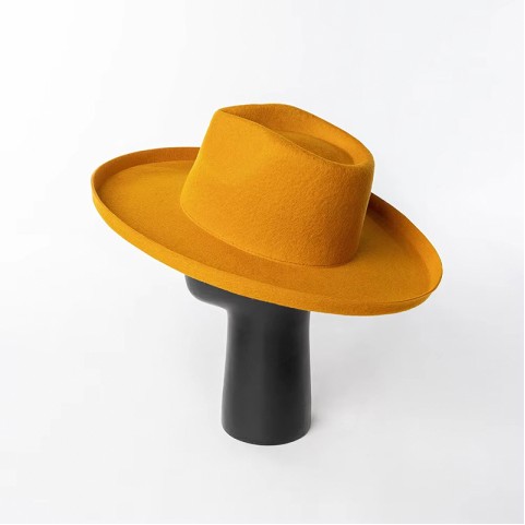 Hand-Embroidered Wide Brim Felt Hat