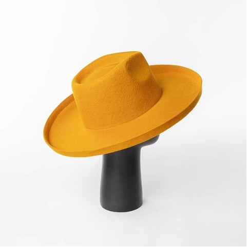 Hand-Embroidered Wide Brim Felt Hat