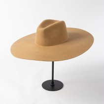 Wool Felt Fedora Hat Ultra-Wide Brim Hard Brim Design