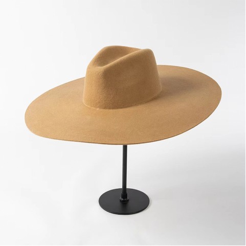 Wool Felt Fedora Hat Ultra-Wide Brim Hard Brim Design