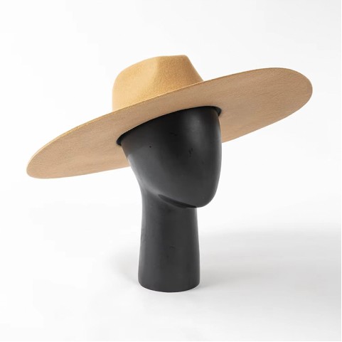 Wool Felt Fedora Hat Ultra-Wide Brim Hard Brim Design