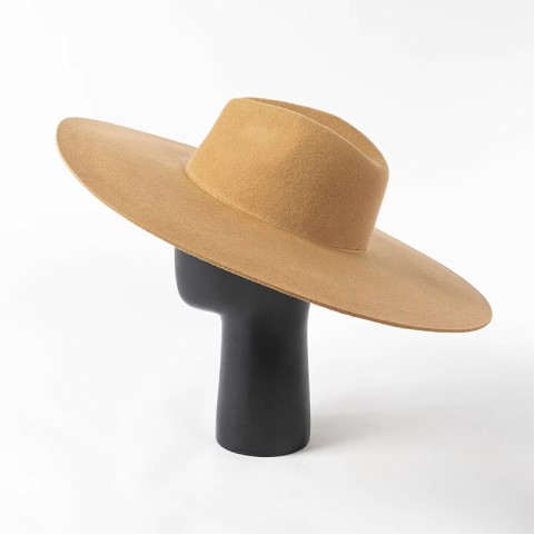 Wool Felt Fedora Hat Ultra-Wide Brim Hard Brim Design