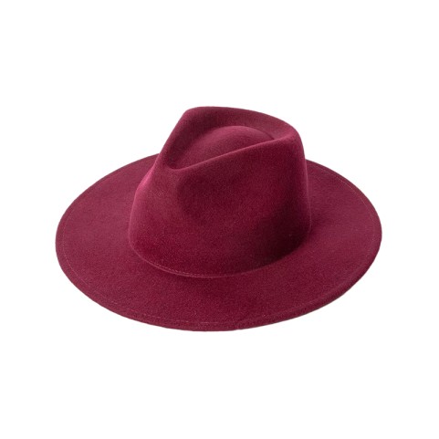 Solid Color Wide Brim Wool Felt Fedora Hat