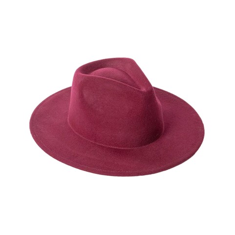 Solid Color Wide Brim Wool Felt Fedora Hat