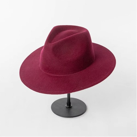 Solid Color Wide Brim Wool Felt Fedora Hat