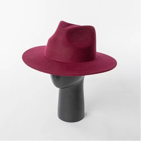 Solid Color Wide Brim Wool Felt Fedora Hat