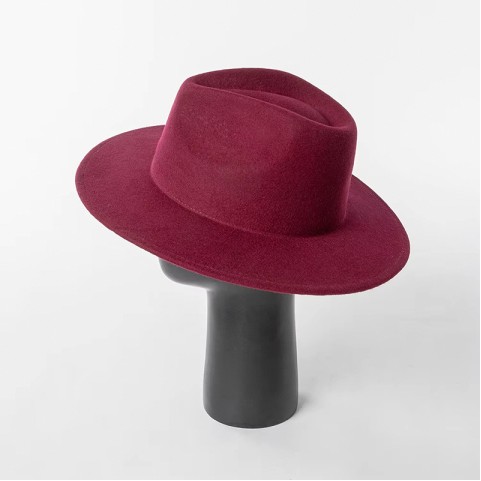 Solid Color Wide Brim Wool Felt Fedora Hat