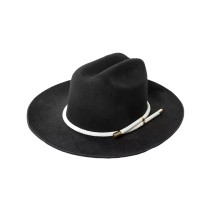 Handmade Wool Felt Fedora Hat with Woven Rope Wide Brim Design