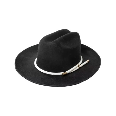 Handmade Wool Felt Fedora Hat with Woven Rope Wide Brim Design