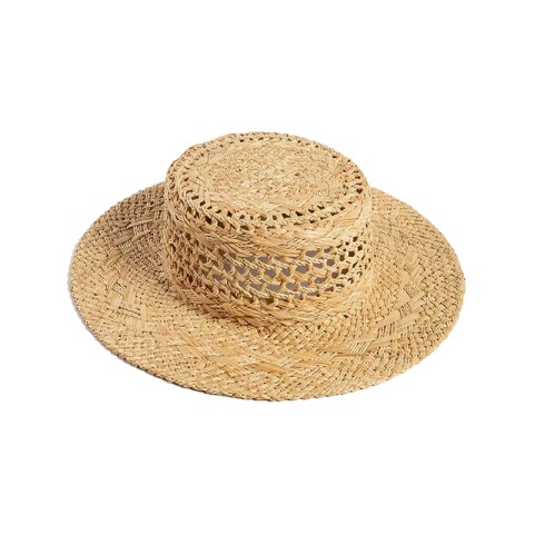 Handwoven Raffia Boater Hat