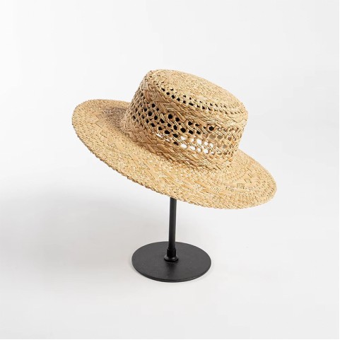 Handwoven Raffia Boater Hat