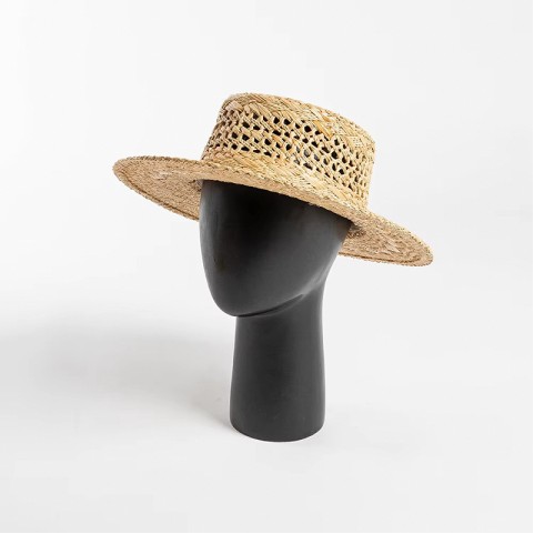 Handwoven Raffia Boater Hat