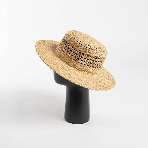 Handwoven Raffia Boater Hat