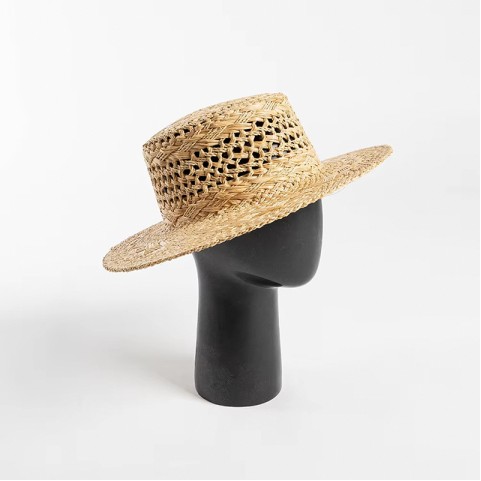 Handwoven Raffia Boater Hat