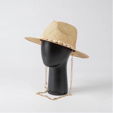 Natural Raffia Straw Fedora Hat