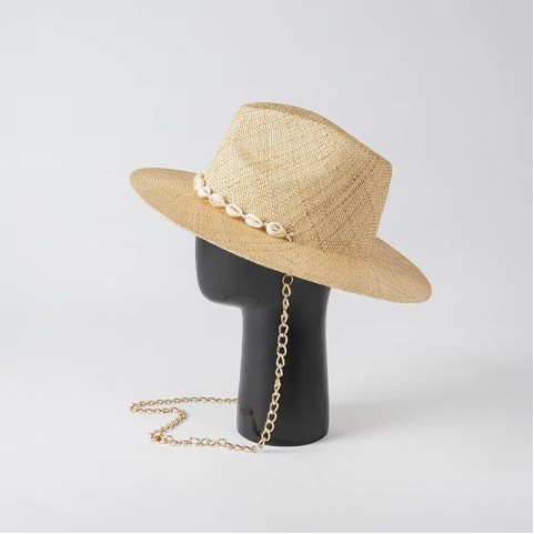 Natural Raffia Straw Fedora Hat