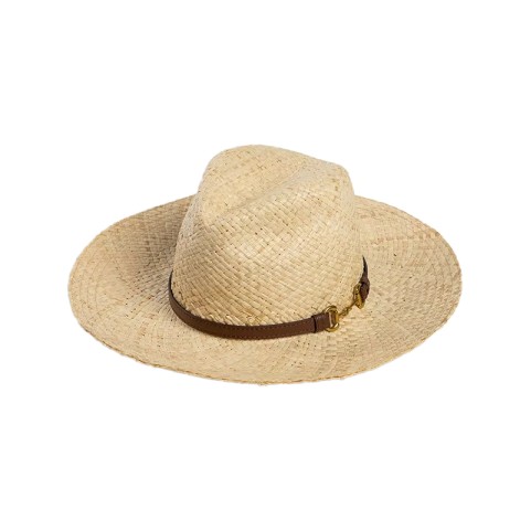 Natural Raffia Handwoven Wide Brim Fedora Hat