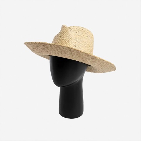 Natural Raffia Handwoven Wide Brim Fedora Hat