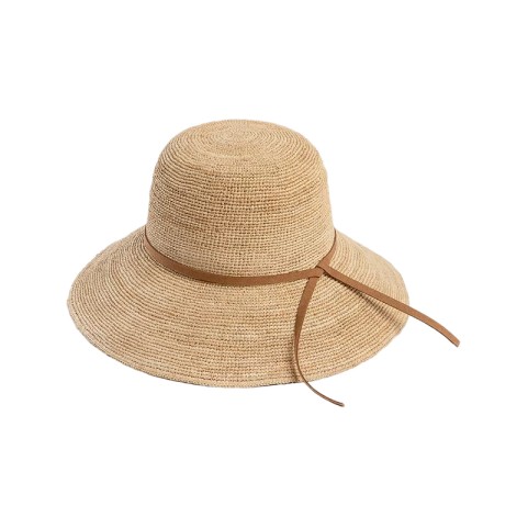 Natural Raffia Hand-Crocheted Wide Brim Hat