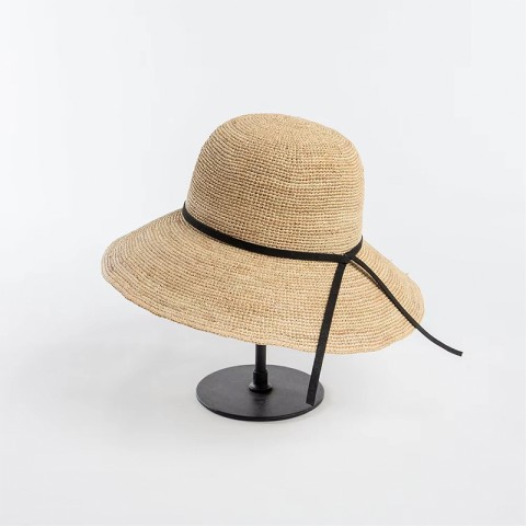 Natural Raffia Hand-Crocheted Wide Brim Hat