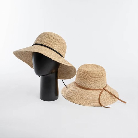 Natural Raffia Hand-Crocheted Wide Brim Hat