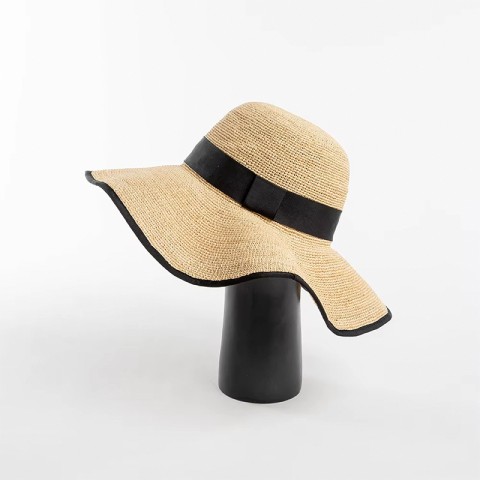 Raffia Wide Brim Foldable Hand Crochet Straw Hat