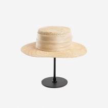 Natural Raffia Straw Boater Hat