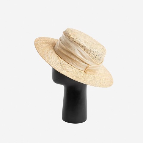 Natural Raffia Straw Boater Hat