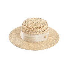 Raffia Straw Boater Hat