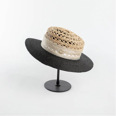 Raffia Straw Boater Hat