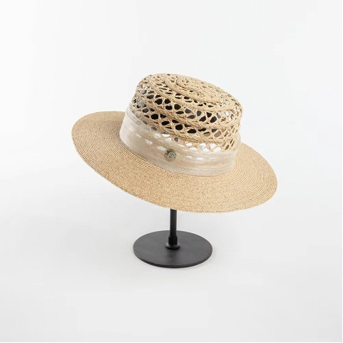 Raffia Straw Boater Hat