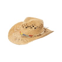 Raffia Straw Woven Wide Brim Cowboy Hat