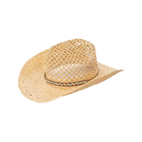 Wide Brim Raffia Cowboy Hat