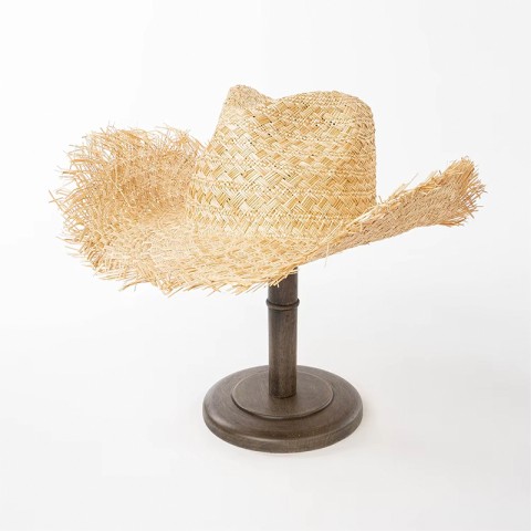 Raffia Straw Wide Brim Cowboy Hat