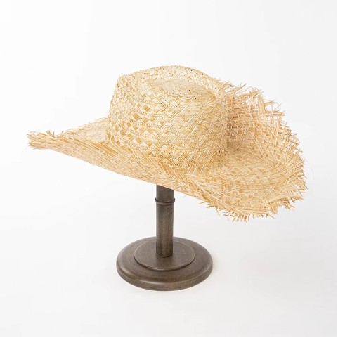 Raffia Straw Wide Brim Cowboy Hat