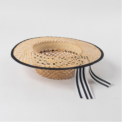 Raffia Straw Boater Hat