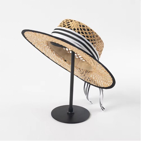 Raffia Straw Boater Hat