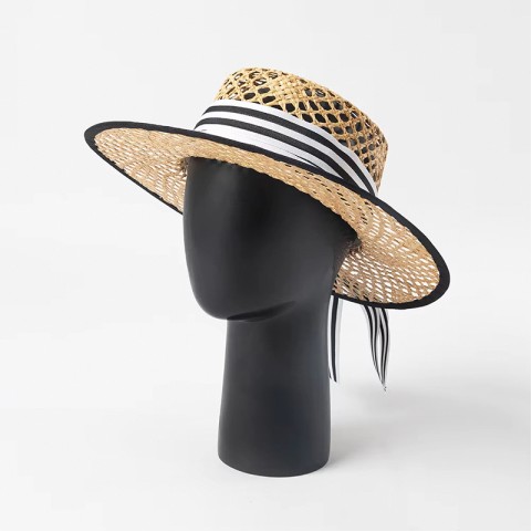 Raffia Straw Boater Hat