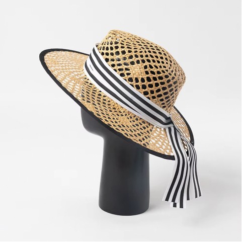 Raffia Straw Boater Hat