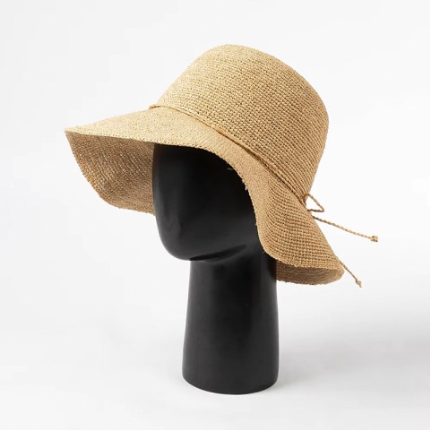 Foldable Raffia Straw Hand-Crocheted Bucket Hat