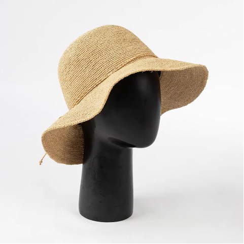 Foldable Raffia Straw Hand-Crocheted Bucket Hat