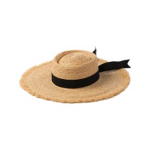 Raffia Straw Wide Brim Beach Hat