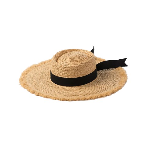 Raffia Straw Wide Brim Beach Hat