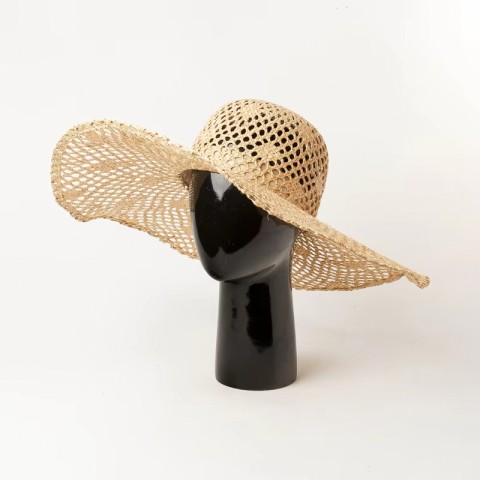 Raffia Straw Hand-Woven Hollow Floppy Hat