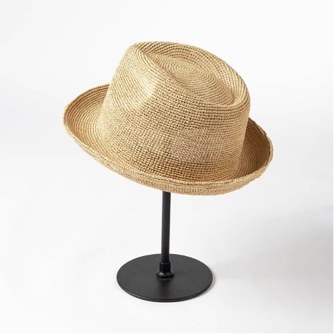 Natural Raffia Hand-Crochet Straw Hat