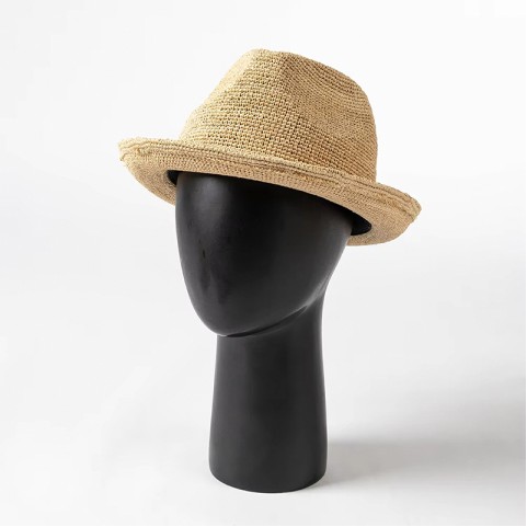 Natural Raffia Hand-Crochet Straw Hat