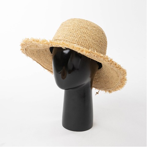 Natural Raffia Straw Crochet Bucket Hat